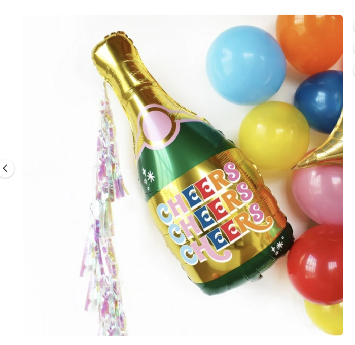 Packed Party Reversible Champagne Statement Balloon with Iridescent Tassels, Multi-Color, 3 ft. Tall