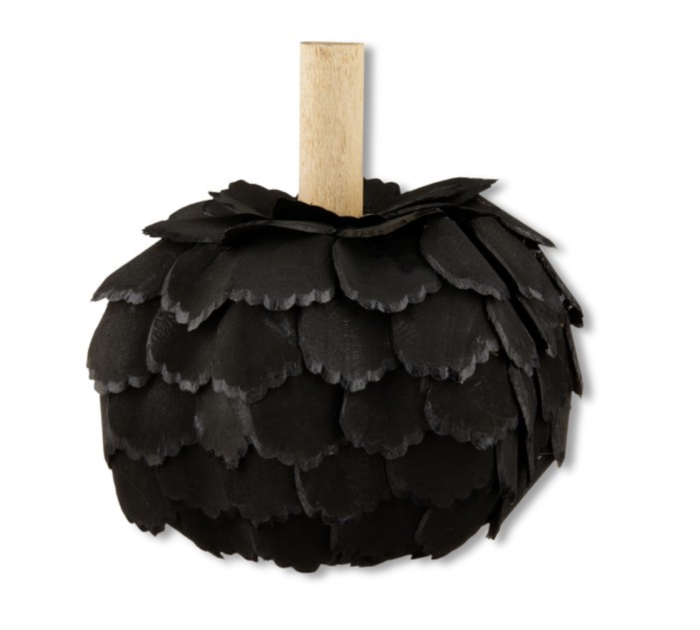 Halloween Black Wood Chip Pumpkin Decoration, 4.5 in x 4.5 in x 5 in, by Way To Celebrate