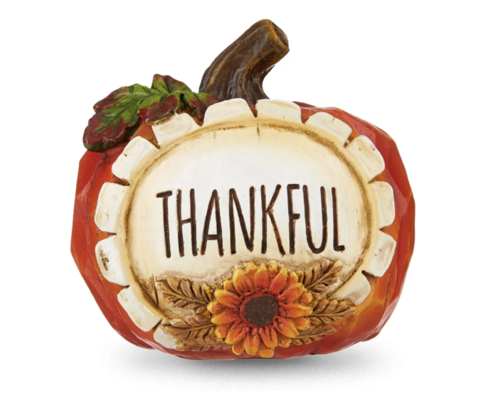 3.25 inch Height Harvest Orange Mini Resin Thankful Tabletop Pumpkin Decoration, Way to Celebrate