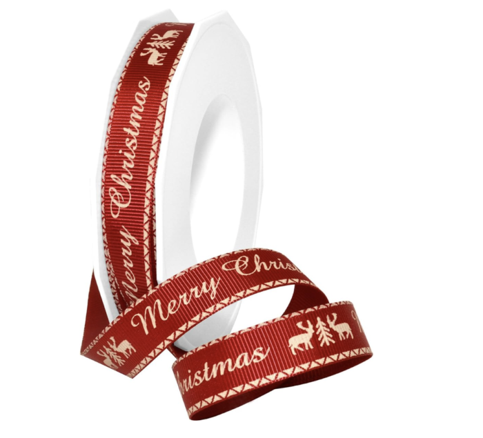 Merry Christmas Ribbon Grosgrain Ribbon Petite Celebration, 5/8"" x 25 Yd, Merry Christmas"